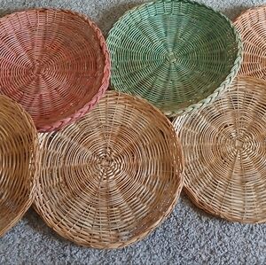 Set Of 6 Multicolor Boho Wicker Plate Holders